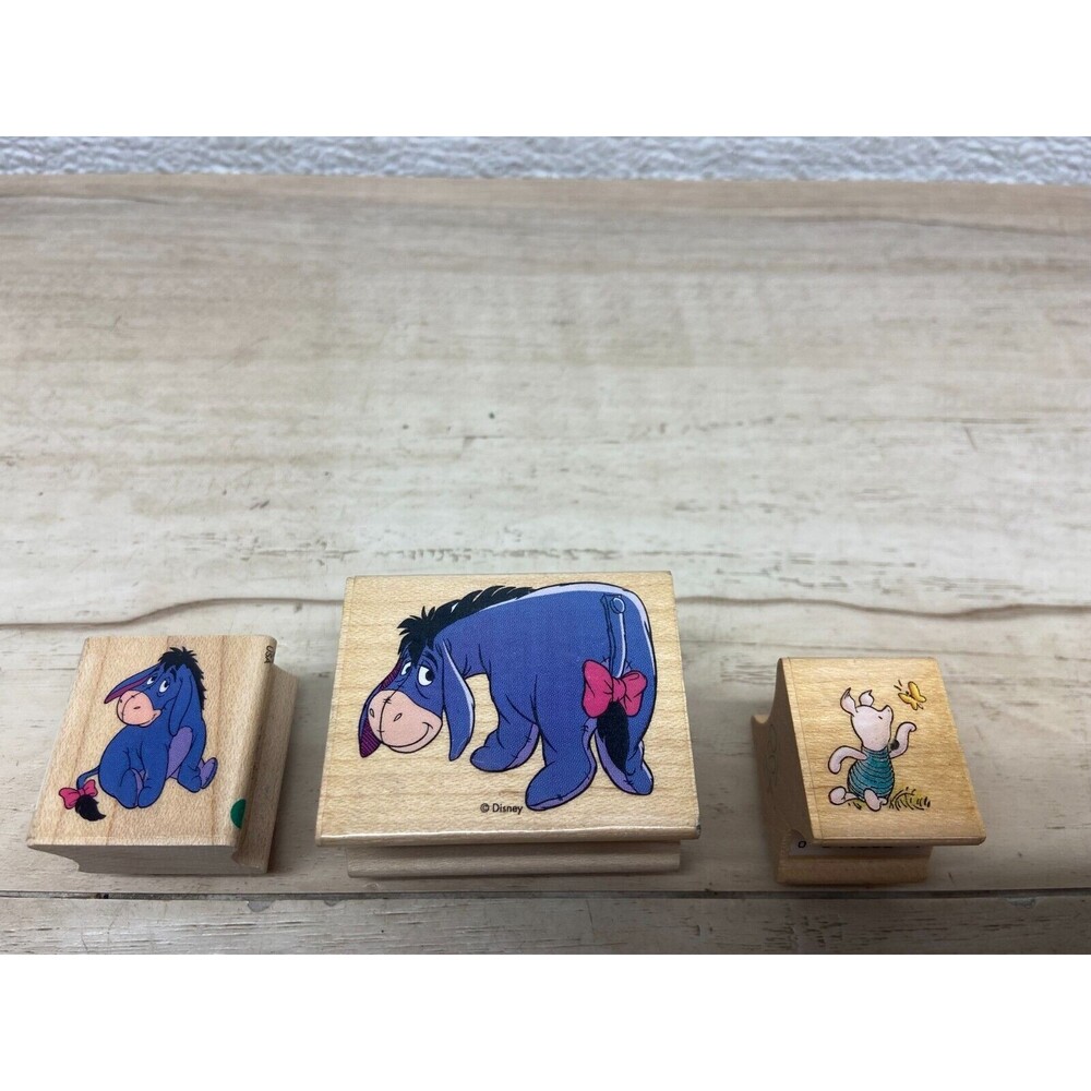 Set Of 3 Disney All Night Media Wood Mounted Rubber Stams Eeyore And Piglet